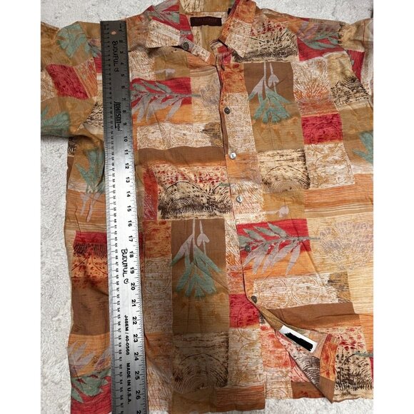 Tori Richard Cotton Lawn Men's Button Up Short Sleeve Leaf Hawaiian Shirt Large - Picture 8 of 8